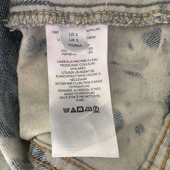 Free People Small Rumors Jean Jacket Button-Up Jones Tie-Dye Long Sleeve Pockets - Picture 9 of 12